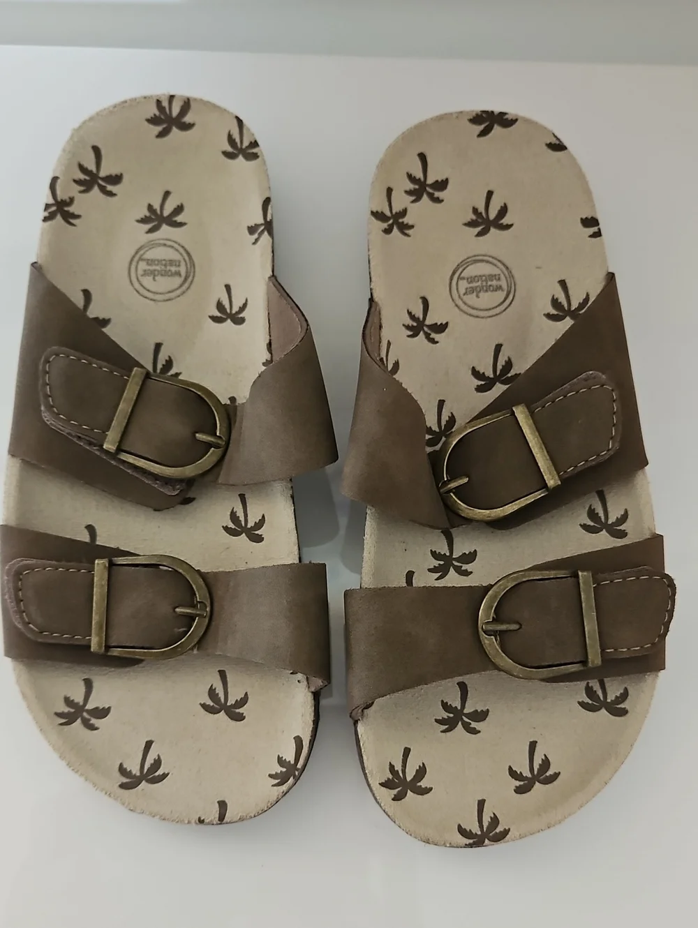 wonder nation Brown Double Buckle Slide Sandals for Kids